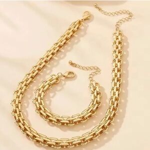 Graduated Link Necklace And Bracelet Set